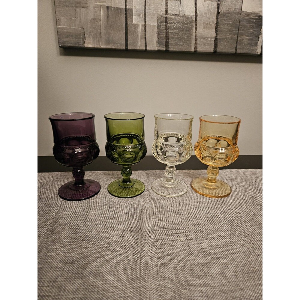 Mid Century Tiffin King's Crown Thumbprint  Water Goblets - Set of 4